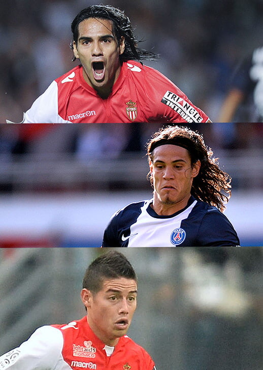 Falcao (AS Monaco), Cavani (PSG) et James (AS Monaco).
