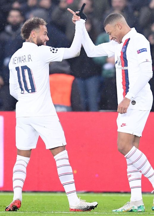 La joie de Neymar et Mbappé (PSG).