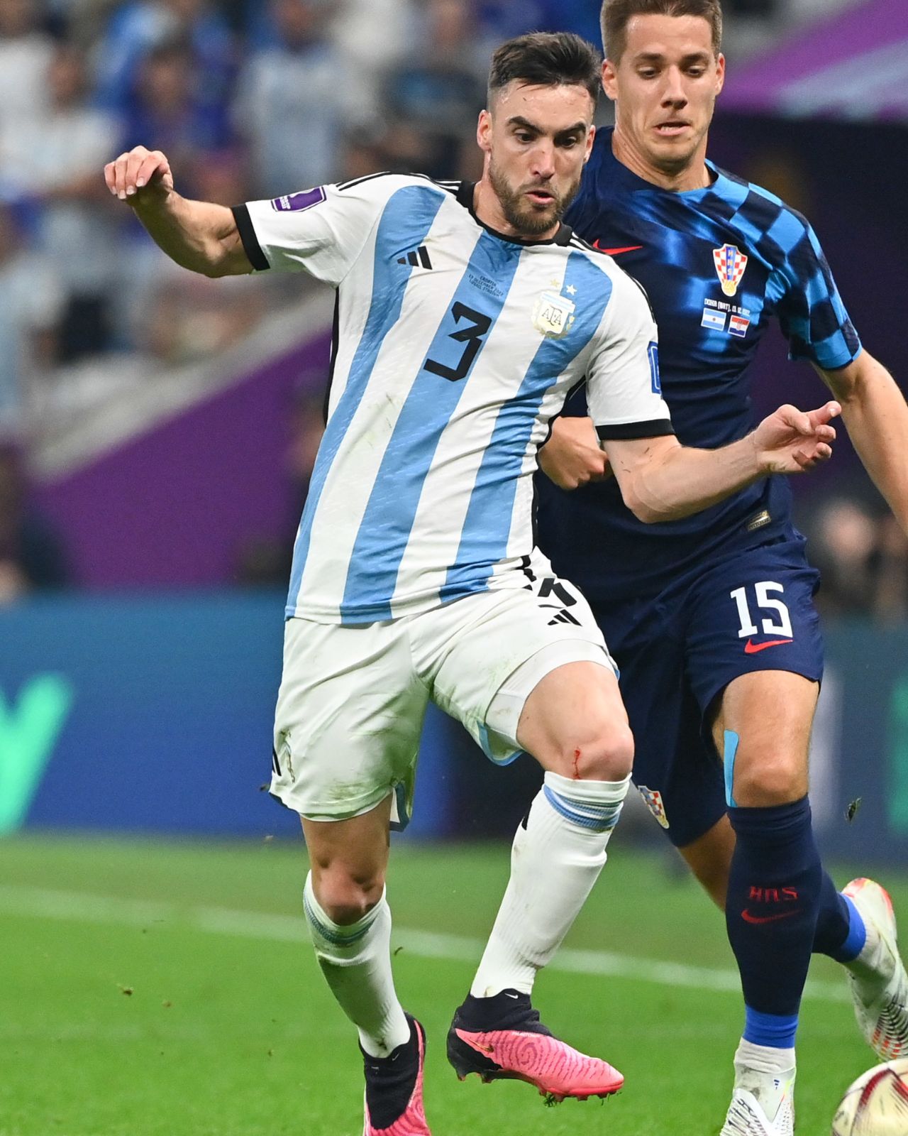 Nicolas Tagliafico (OL) lors de la demi-finale de Coupe du Monde de l'Argentine face à la Croatie.