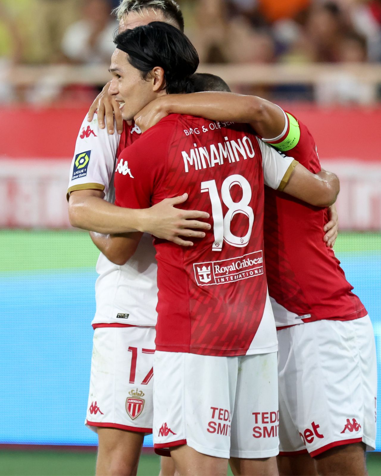 La joie de Takumi Minamino lors de la victoire de l'AS Monaco face à Strasbourg.